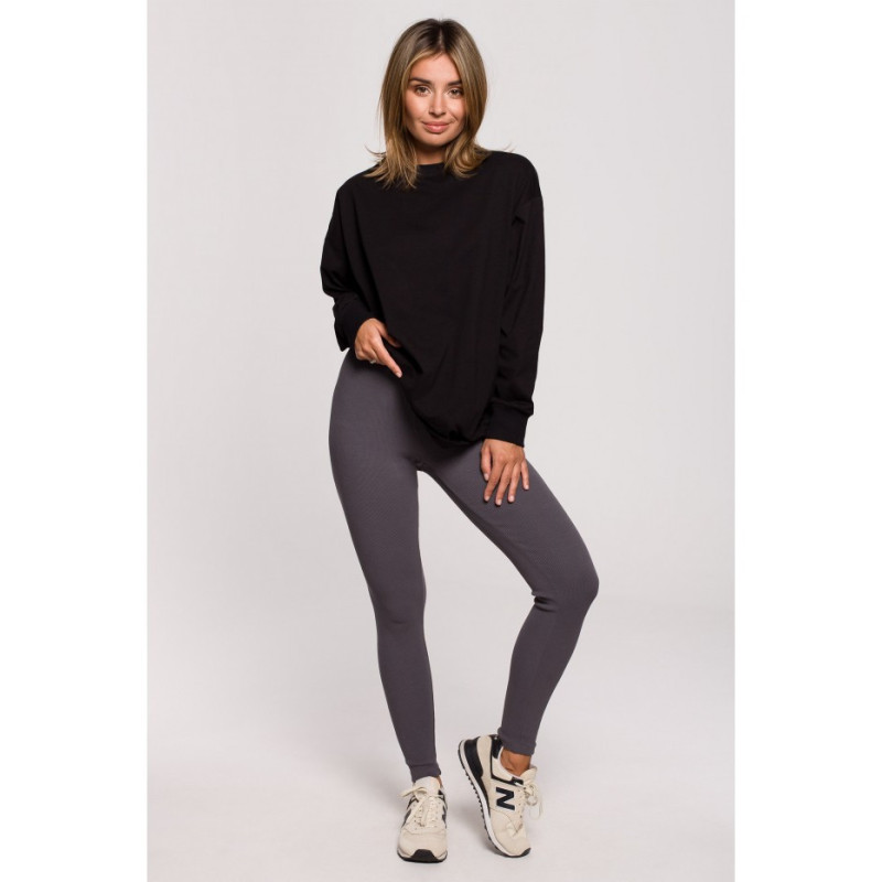 B213 Ribbed knit leggings - anthracite