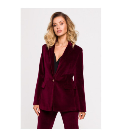 M643 Velour button-down jacket - burgundy