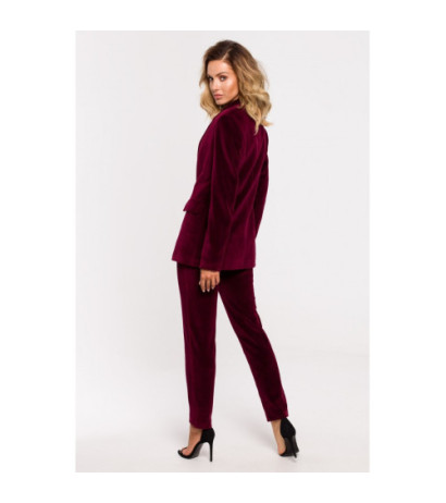 M643 Velour button-down jacket - burgundy