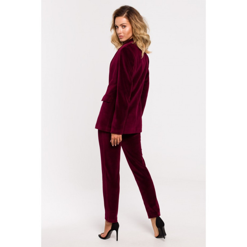 M643 Velour button-down jacket - burgundy