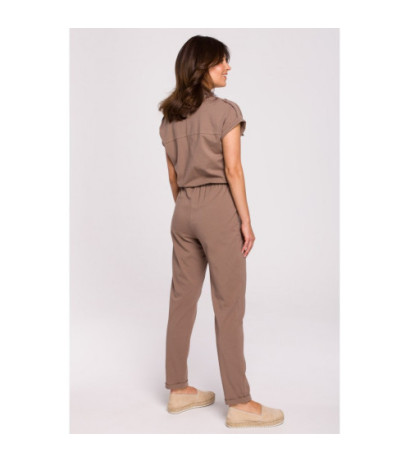 B223 Safari jumpsuit with pockets on the front - cocoa