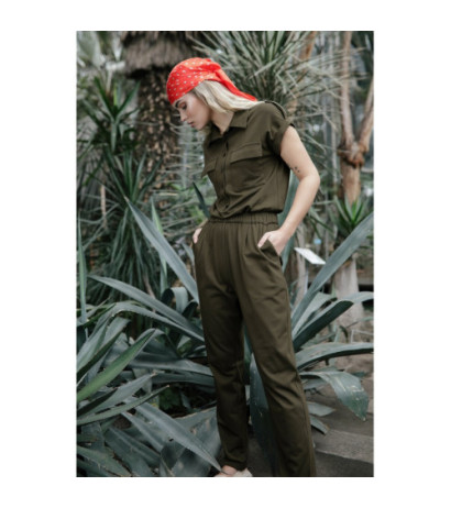 B223 Safari jumpsuit with pockets on the front - khaki