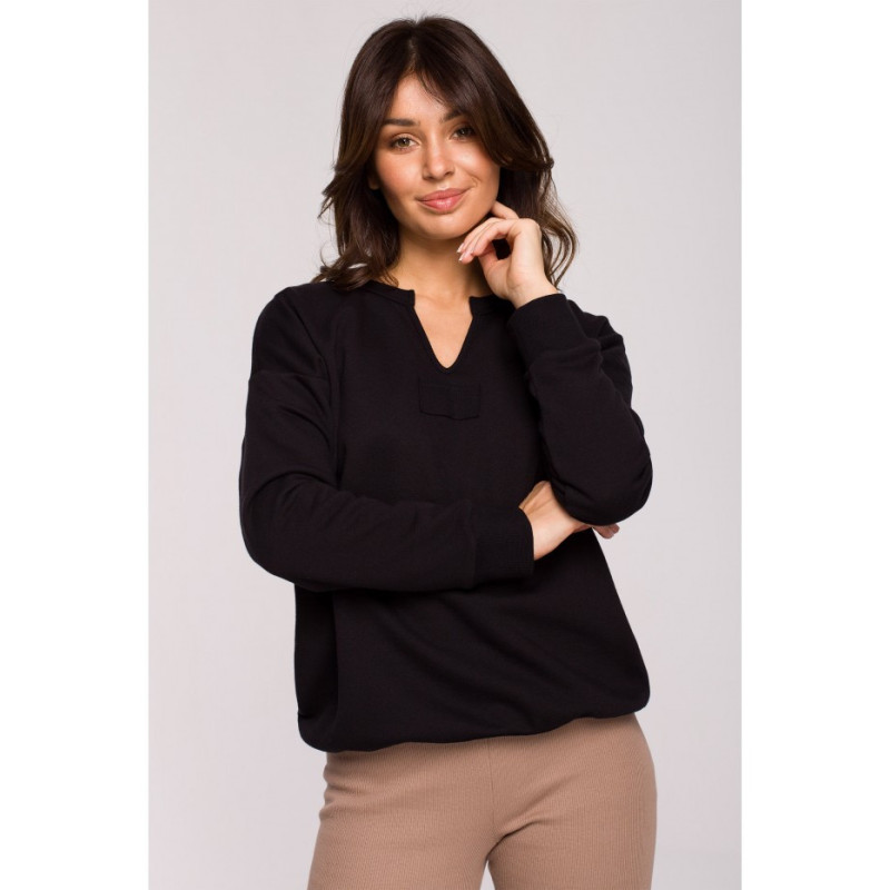 B225 Sweatshirt with neckline - black