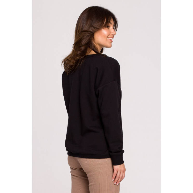 B225 Sweatshirt with neckline - black