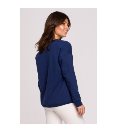 B225 Blouse with neckline - ink blue