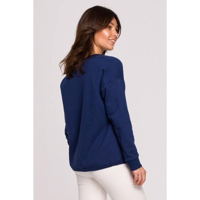 B225 Blouse with neckline - ink blue