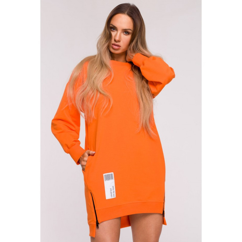 M676 Tunic with patch and decorative zippers - orange