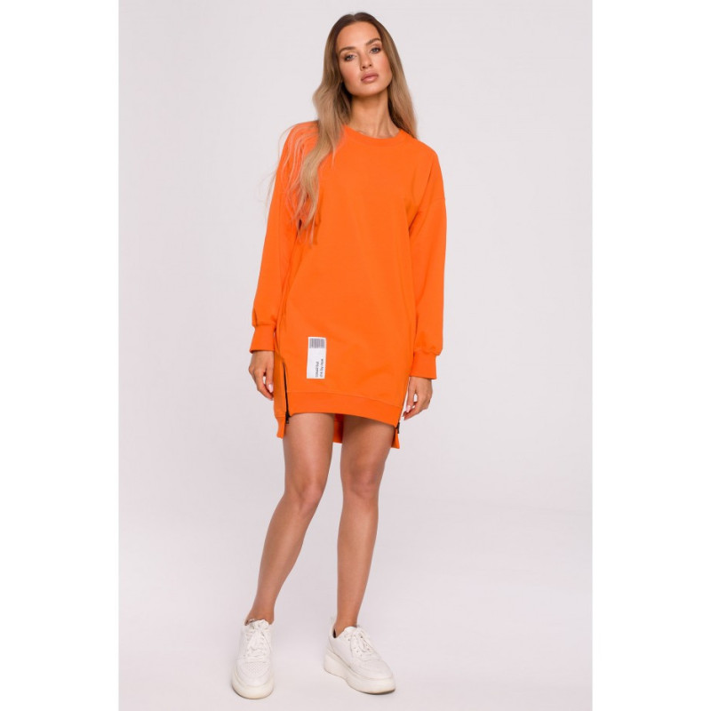 M676 Tunic with patch and decorative zippers - orange