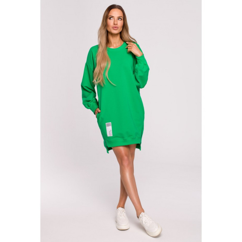 M676 Tunic with patch and decorative zippers - juicy green