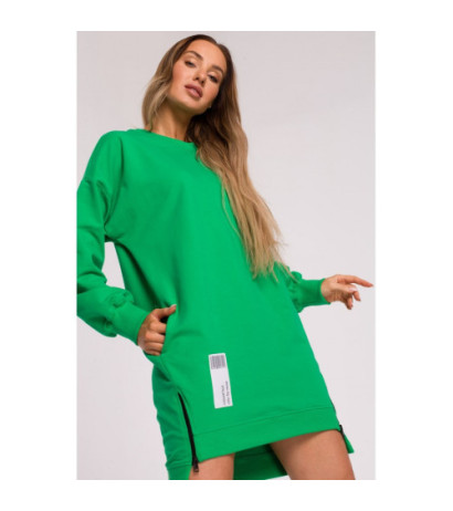 M676 Tunic with patch and decorative zippers - juicy green