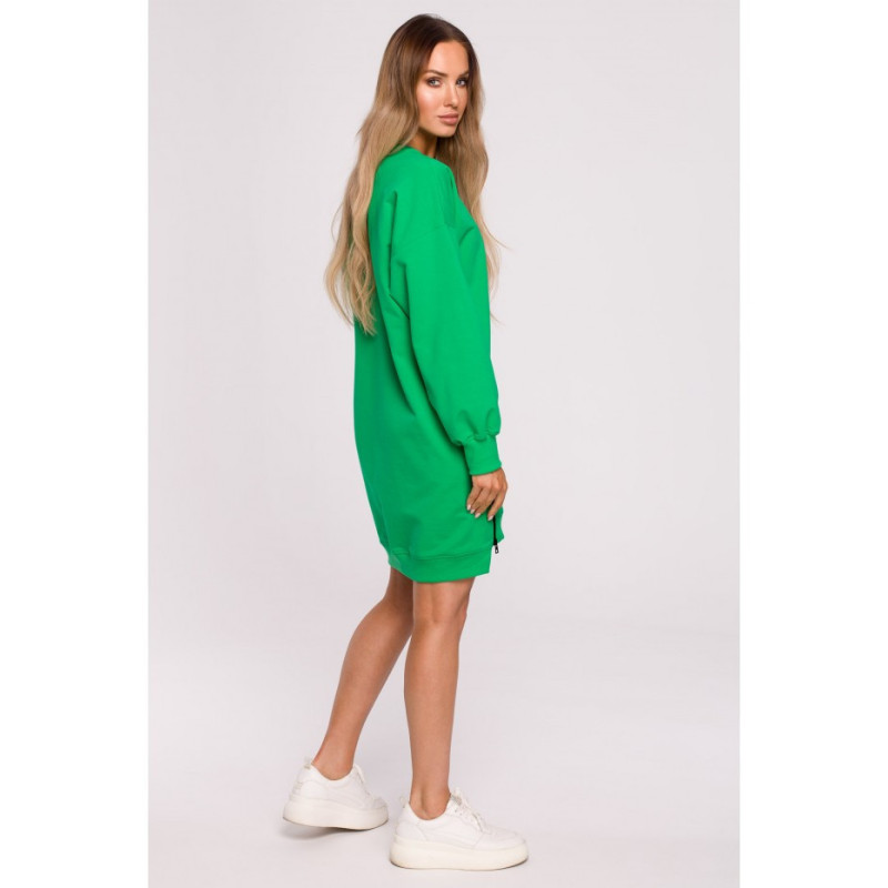 M676 Tunic with patch and decorative zippers - juicy green