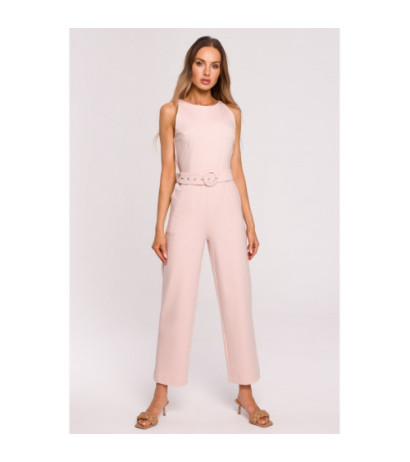 M679 Sleeveless jumpsuit with belt - candy pink