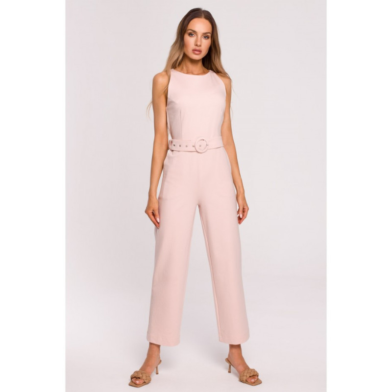 M679 Sleeveless jumpsuit with belt - candy pink