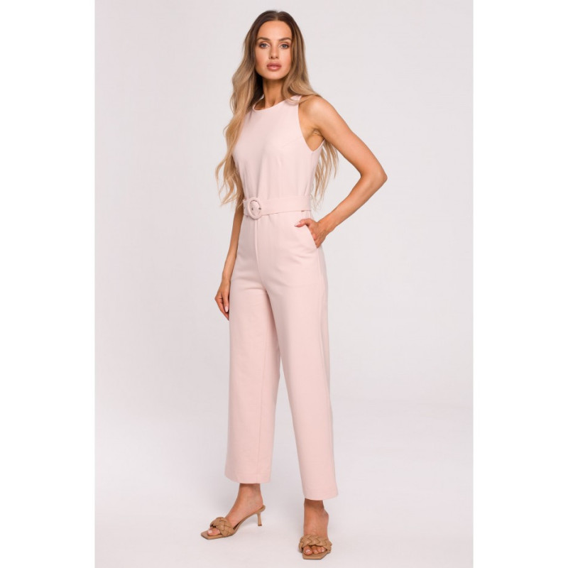 M679 Sleeveless jumpsuit with belt - candy pink