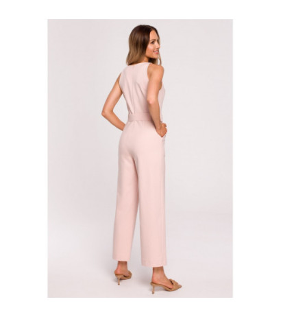 M679 Sleeveless jumpsuit with belt - candy pink