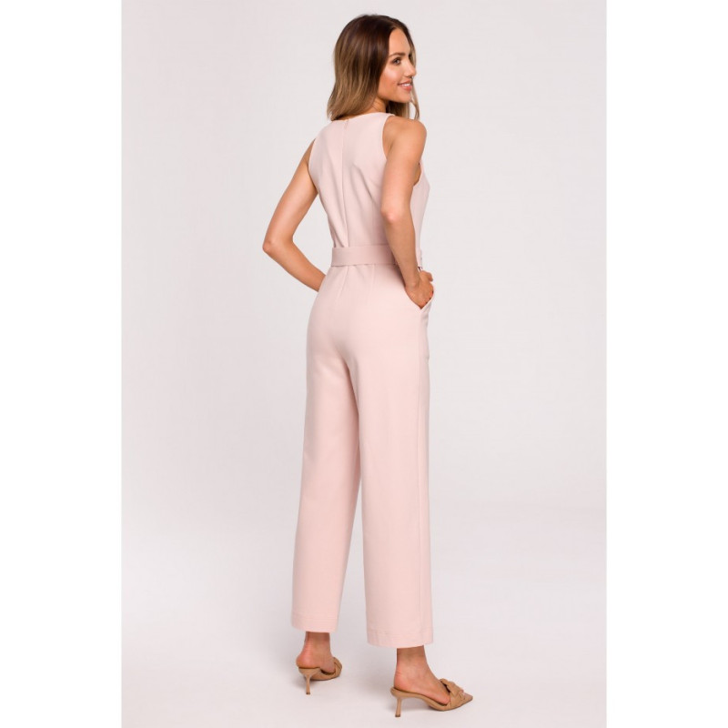 M679 Sleeveless jumpsuit with belt - candy pink