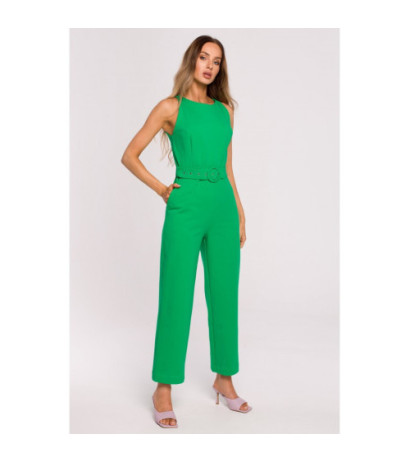 M679 Sleeveless jumpsuit with belt - luscious green