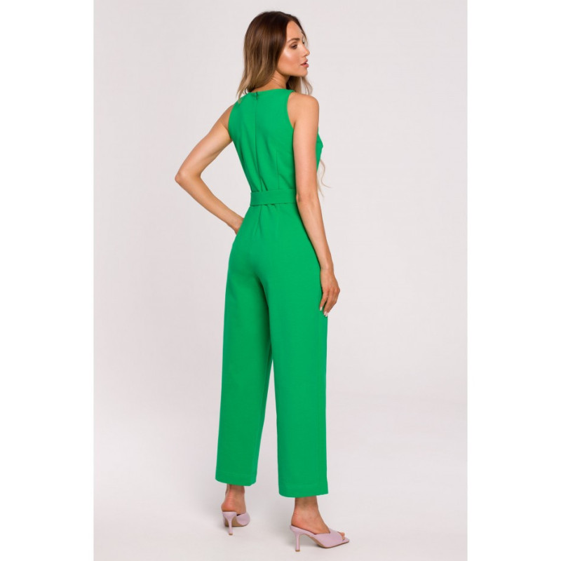 M679 Sleeveless jumpsuit with belt - luscious green