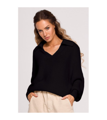 M687 Sweater with collar - black