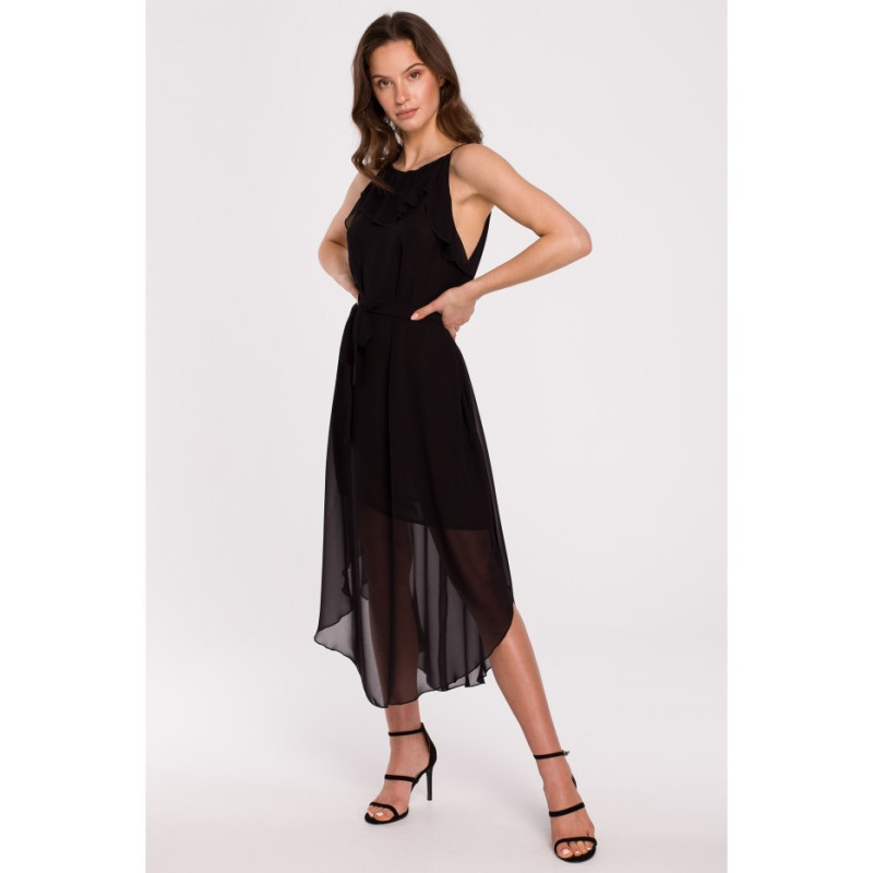 K137 Dress tied around the neck - black