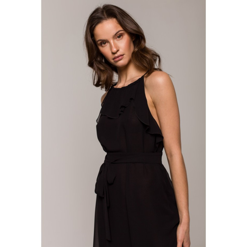 K137 Dress tied around the neck - black