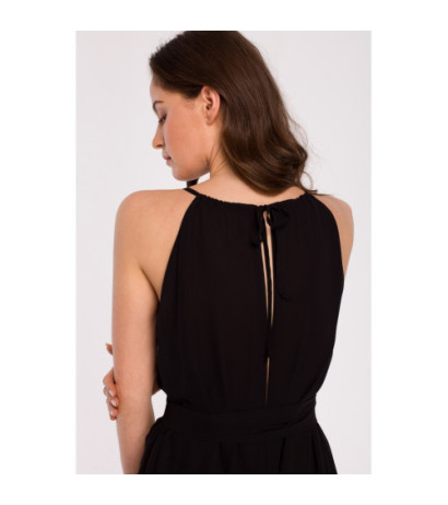 K137 Dress tied around the neck - black