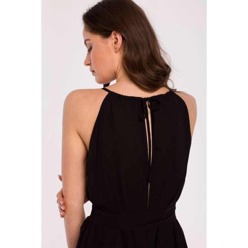 K137 Dress tied around the neck - black