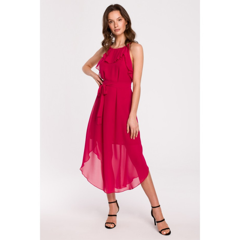 K137 Dress tied around the neck - fuchsia