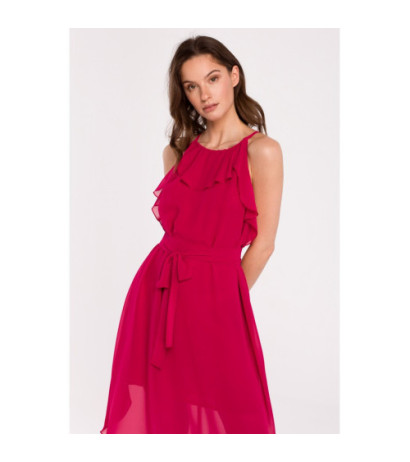 K137 Dress tied around the neck - fuchsia