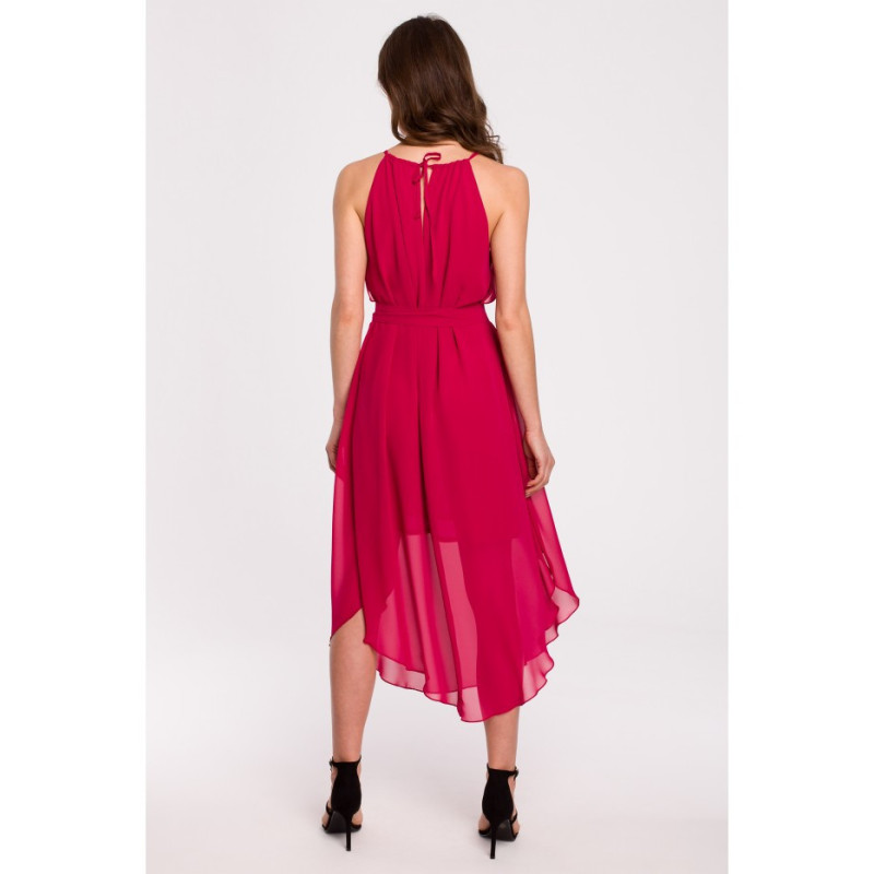 K137 Dress tied around the neck - fuchsia