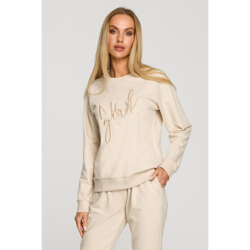 M693 Sweatshirt with embroidery - sand-colored