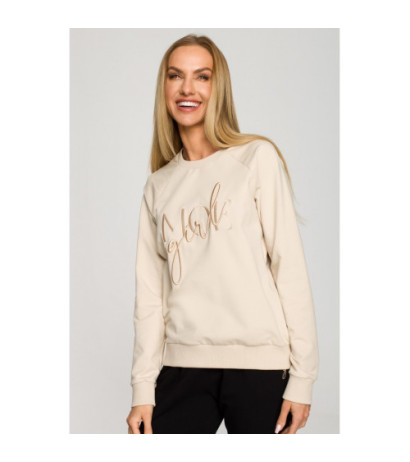 M693 Sweatshirt with embroidery - sand-colored