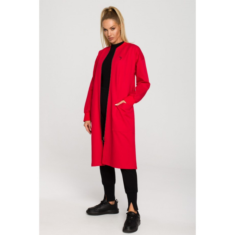 M694 Long zip sweatshirt with slit - red