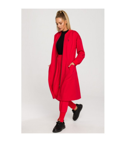 M694 Long zip sweatshirt with slit - red