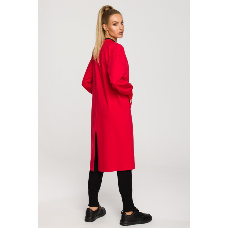 M694 Long zip sweatshirt with slit - red