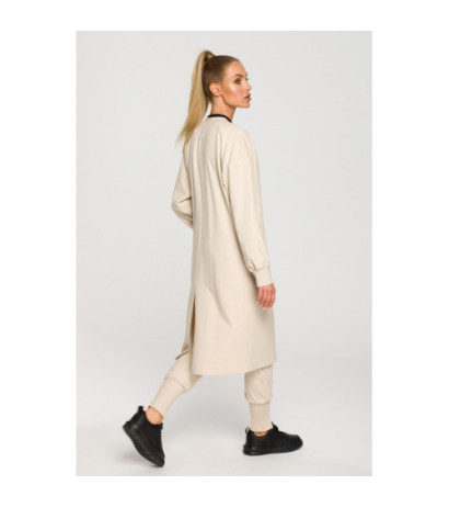 M694 Long zip sweatshirt with slit - sand-colored