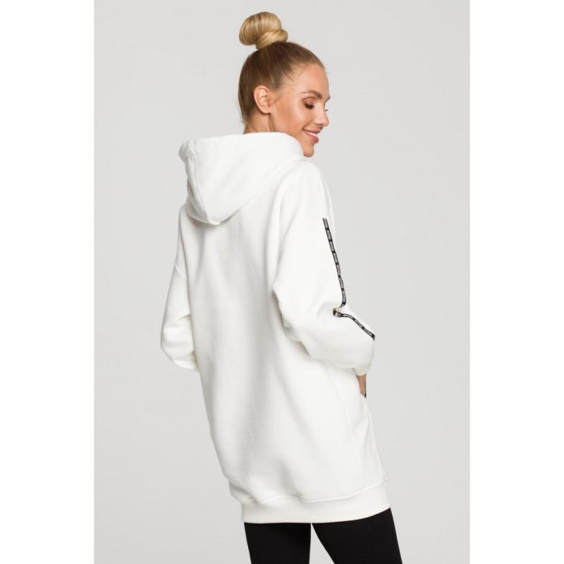 M696 Hooded sweatshirt with decorative piping - ecru