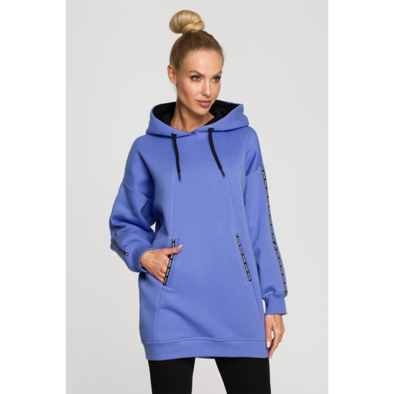 M696 Hooded sweatshirt with decorative stripes - light purple