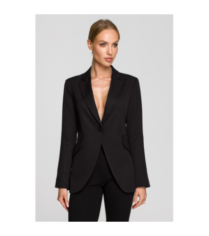 M701 One-button jacket with asymmetrical lapels - black