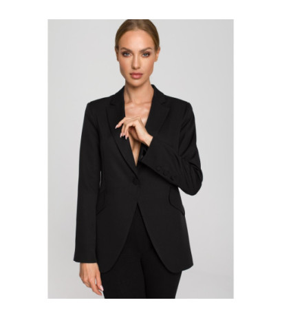 M701 One-button jacket with asymmetrical lapels - black