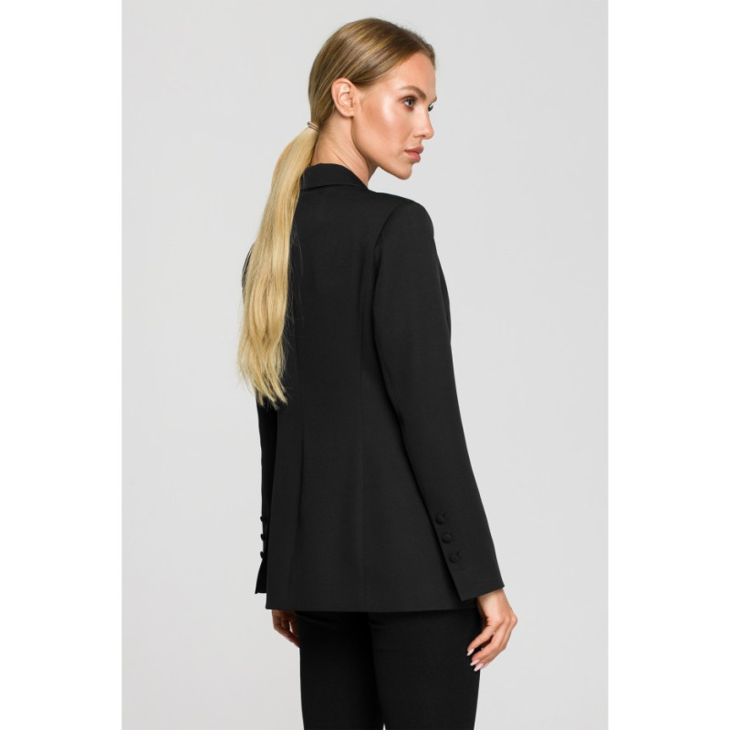 M701 One-button jacket with asymmetrical lapels - black