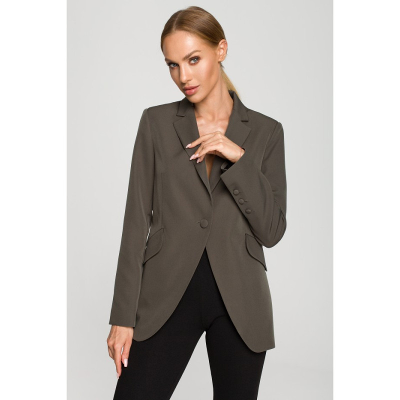 M701 One-button jacket with asymmetrical lapels - khaki