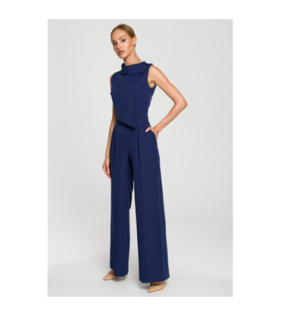 M702 Sleeveless jumpsuit with double front - navy blue