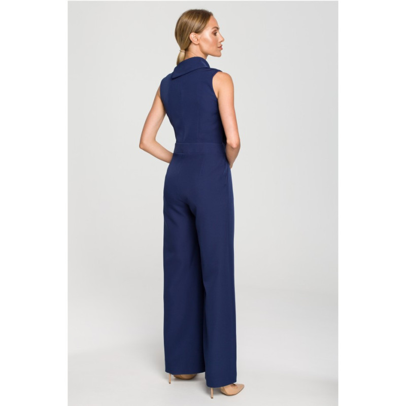 M702 Sleeveless jumpsuit with double front - navy blue