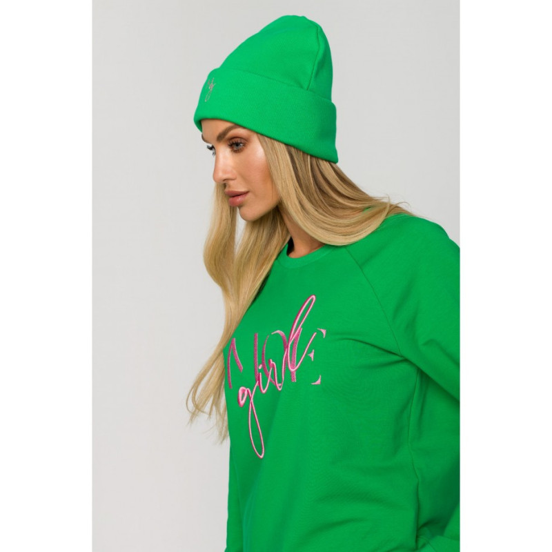 M709 MOE GIRL embroidered beanie hat - juicy green