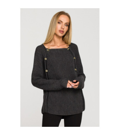 M712 Sweater with decorative buttons - graphite