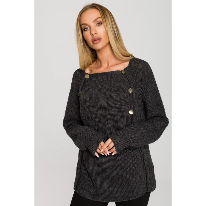 M712 Sweater with decorative buttons - graphite