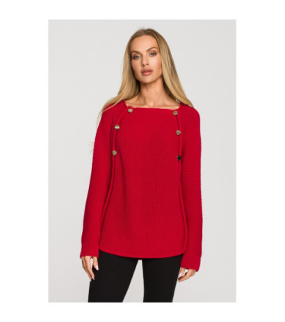 M712 Sweater with decorative buttons - raspberry