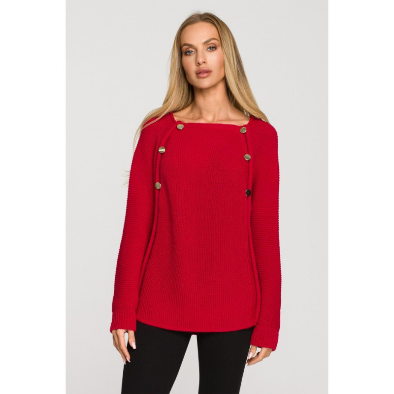 M712 Sweater with decorative buttons - raspberry