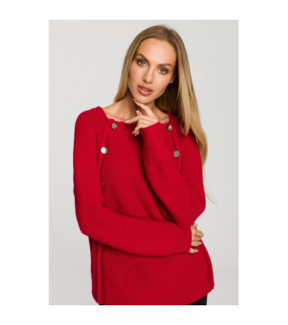 M712 Sweater with decorative buttons - raspberry